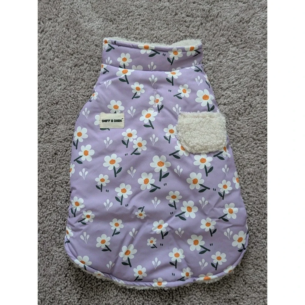 Sniff & Bark Vest Reversible Purple Daisy Cozy Fleece Zip Up Jacket NWT